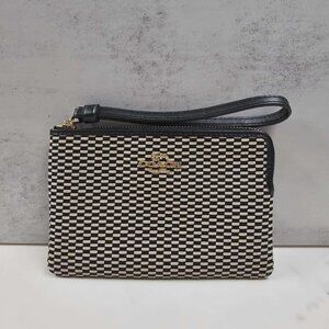 Coach Beige and Black Legacy Lexi Wristlet